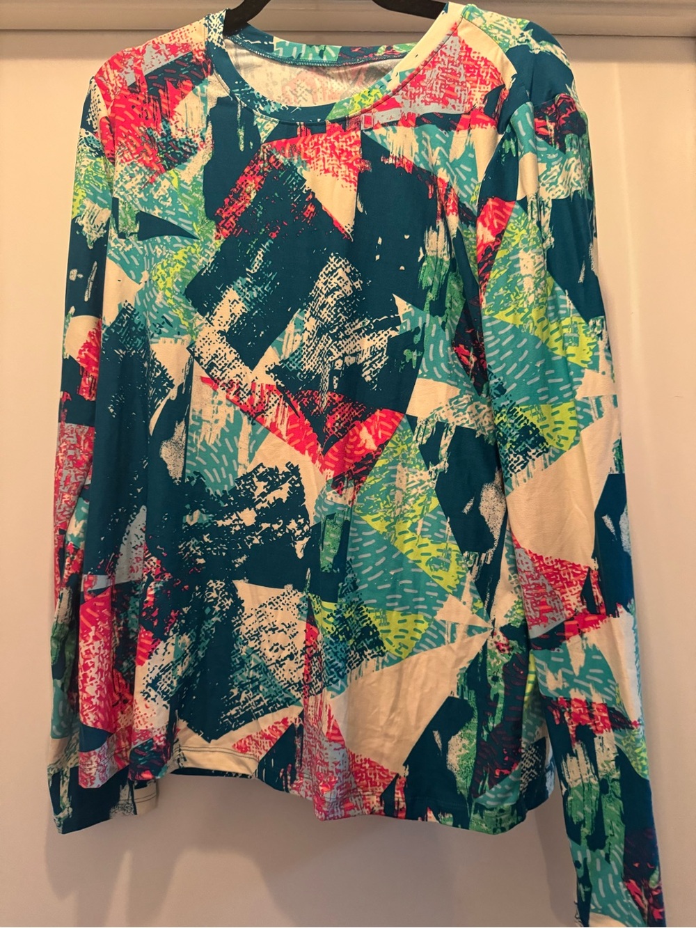 LuLaRoe Rise Limitless Multicolor Abstract Print Skirt with Teal Base